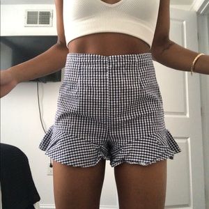 Zara Checkered Ruffle Shorts